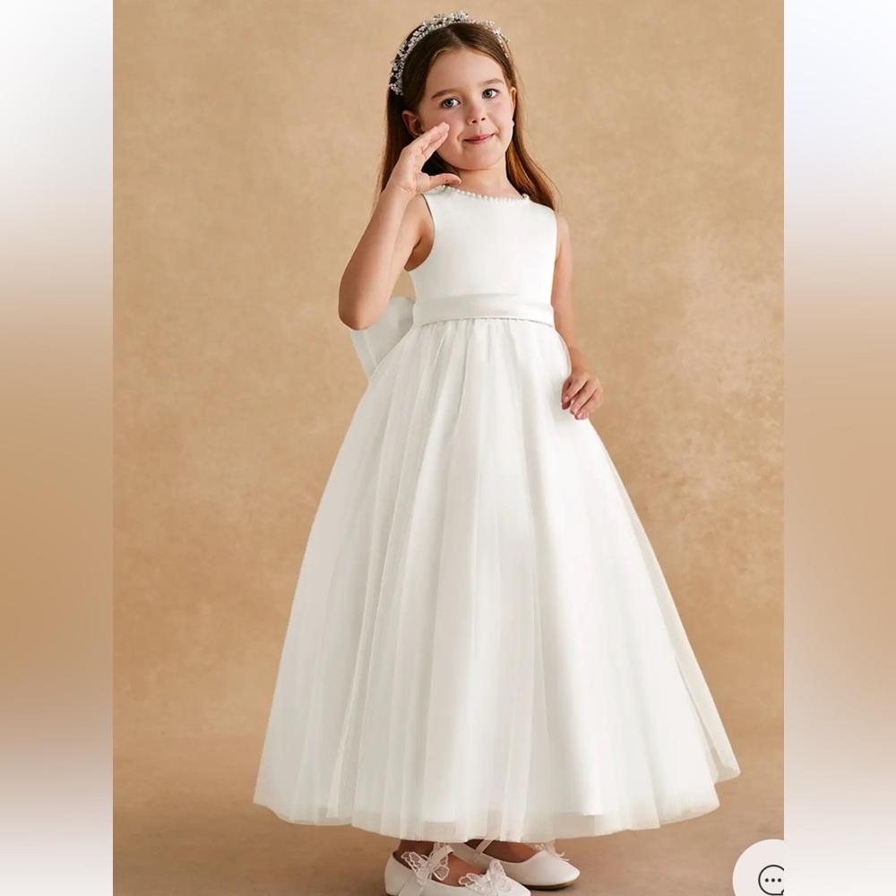 Azazie Cookie Ivory Flower Girl Dress